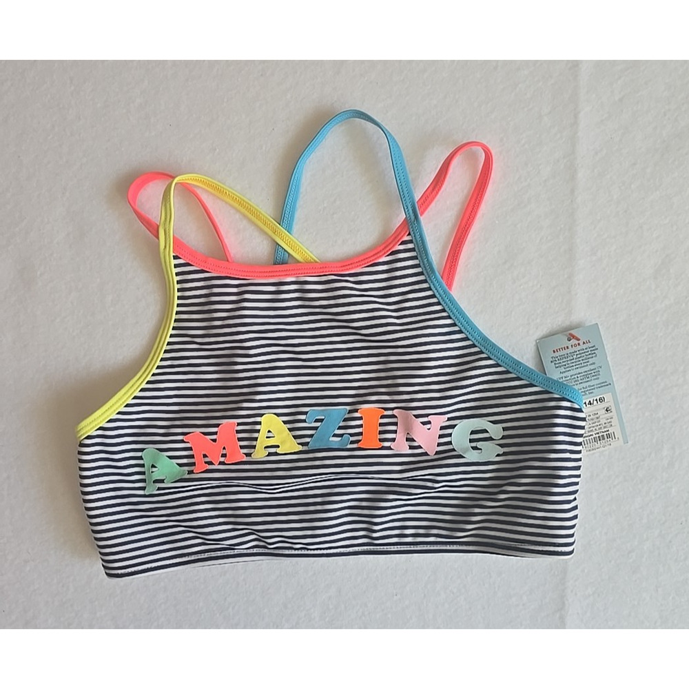 Cat & Jack Girl Toddlers Amazing 1 Piece Swim Horizontal Stripe X L (14/16)